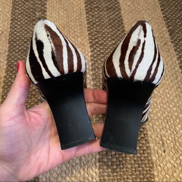 Nine West Zebra Pumps Square Toe block heel 90s - Picture 4 of 16